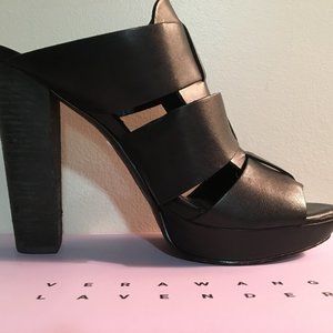 Vera Wang Celeste Black Leather Clogs